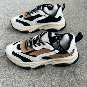 Steve Madden Black, White, and Tan Chunky Sneakers